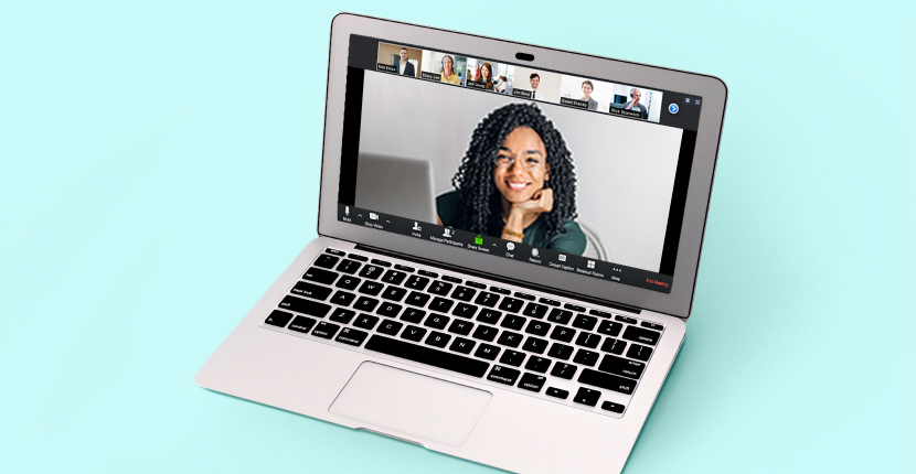 zoom webinar displayed on laptop