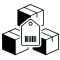 Boxes with inventory tag icon