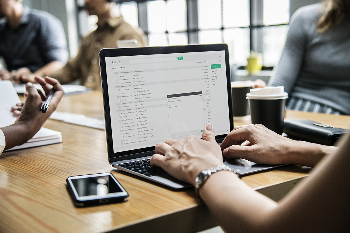 woman composing an email