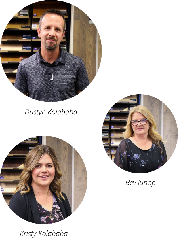 Dustyn Kolababa, Bev Junop, and Kristy Kolababa headshots