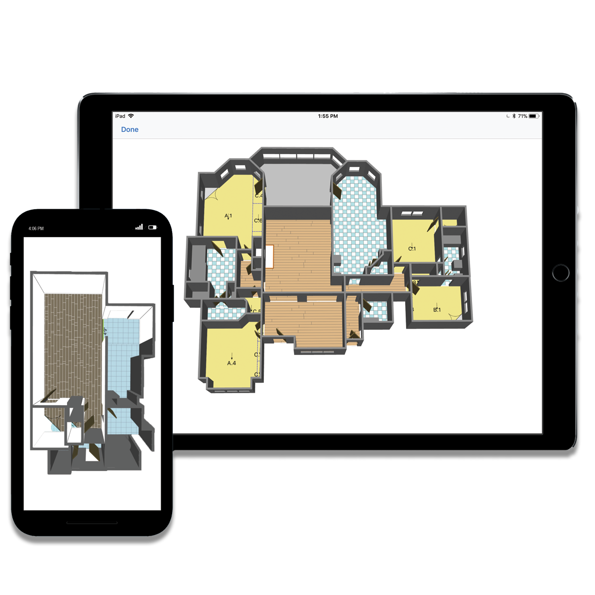 measure square estimators on phone and tablet screens