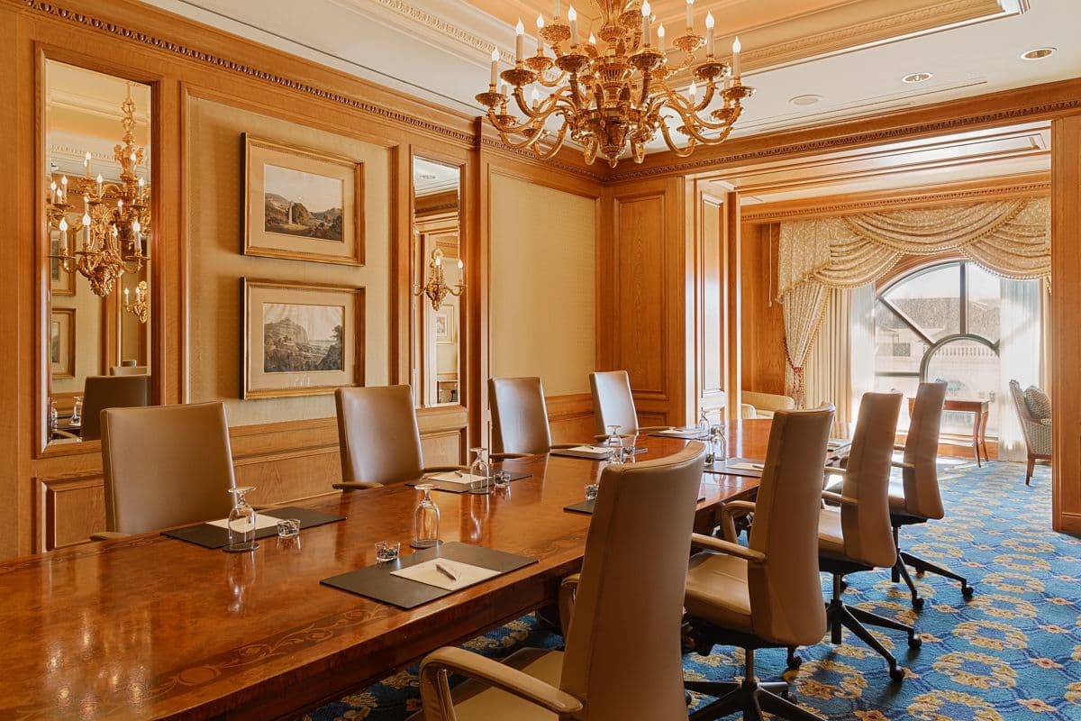 meeting room with table and chairs in Grand America hotel